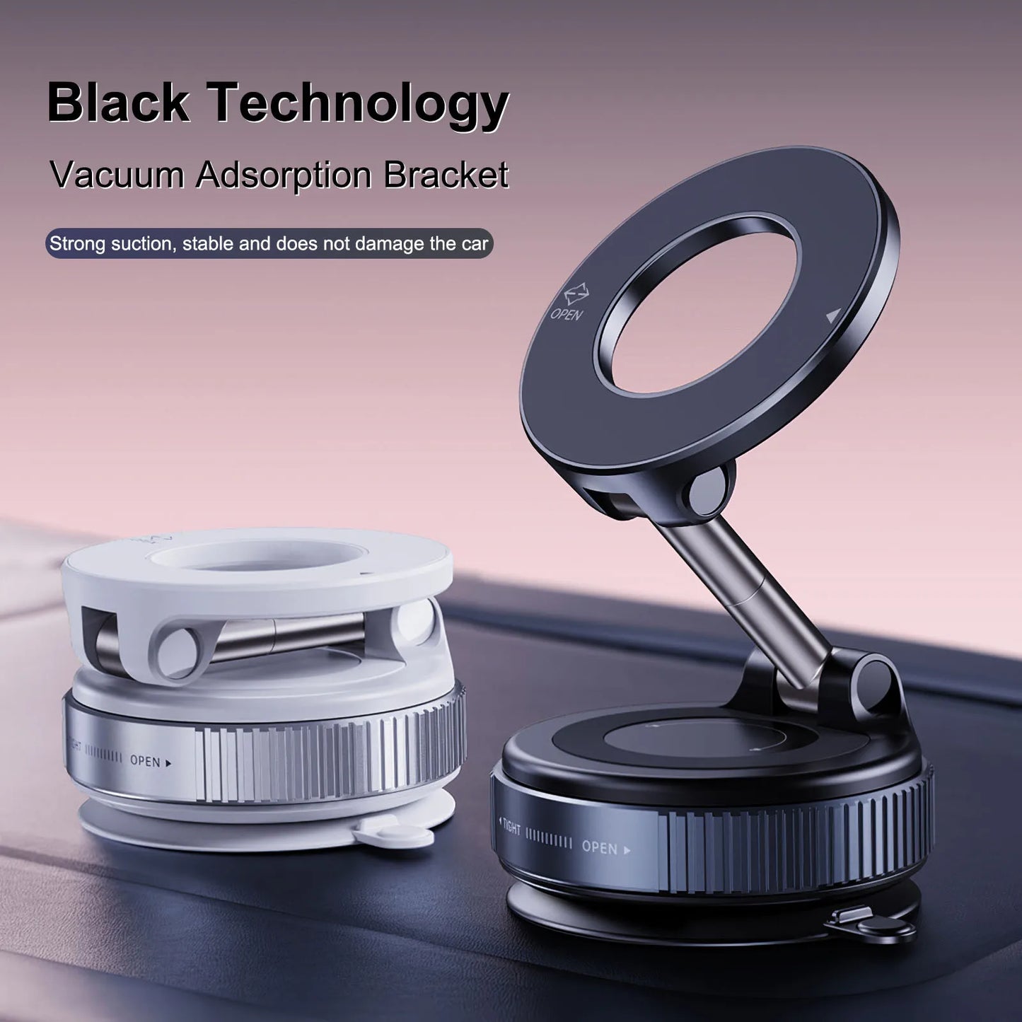 Ultimate Car Mount Vacuum Magnetic Holder - Foldable Strong Suction Stand