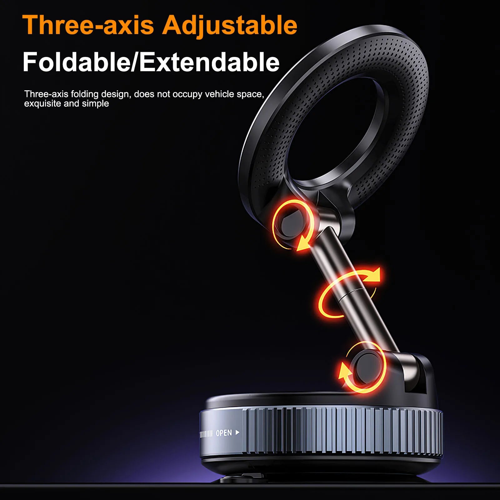 Ultimate Car Mount Vacuum Magnetic Holder - Foldable Strong Suction Stand